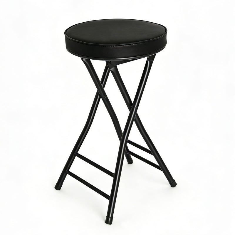 Gluck Plants Folding Stool,24 Inch Foldable Portable Collapsible Height Bar Stool Chair,Adult Tall Leather Padded Chair for Kitchen Living Room Garden Camping Fishing - Image 1