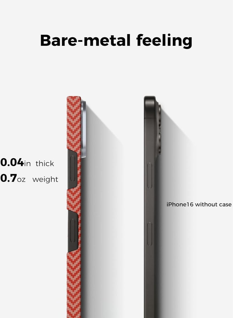 MONOCARBON Real Aramid Fiber MagSafe iPhone 16 PRO Case Cover [ULTRA SLIM] Lightweight Anti-Scratch - Matte Orange Gold - Image 5