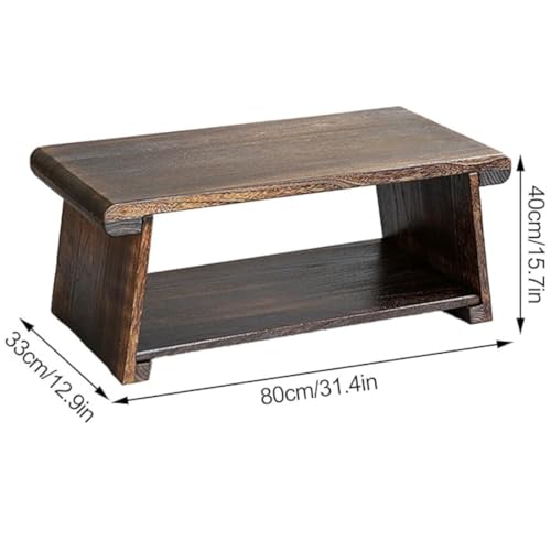 Crysellewoods Foldable Antique Coffee Table,Japanese Floor Tea Table,Laptop,Multifunctional Low Table,Suitable for Sitting On The Floor, LightweightSheesham Wood (Style 1, 80 * 33 * 40CM) - Image 2