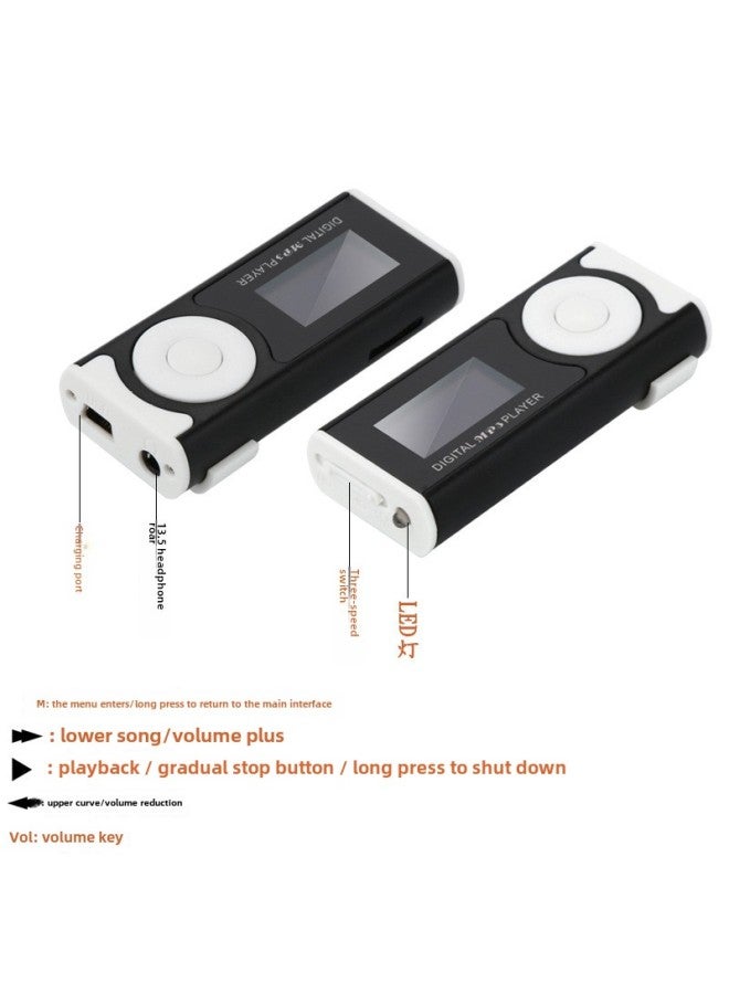 There Is A Screen Outside The Card Mp3 Player Mini Outside Ring Mp3 Walkman Gift With LED Lamp Clip Flashlight Mp3-Body Color:silver Gray-Memory Capacity:Card Host Charging Cable Headset (bag)  - Image 5
