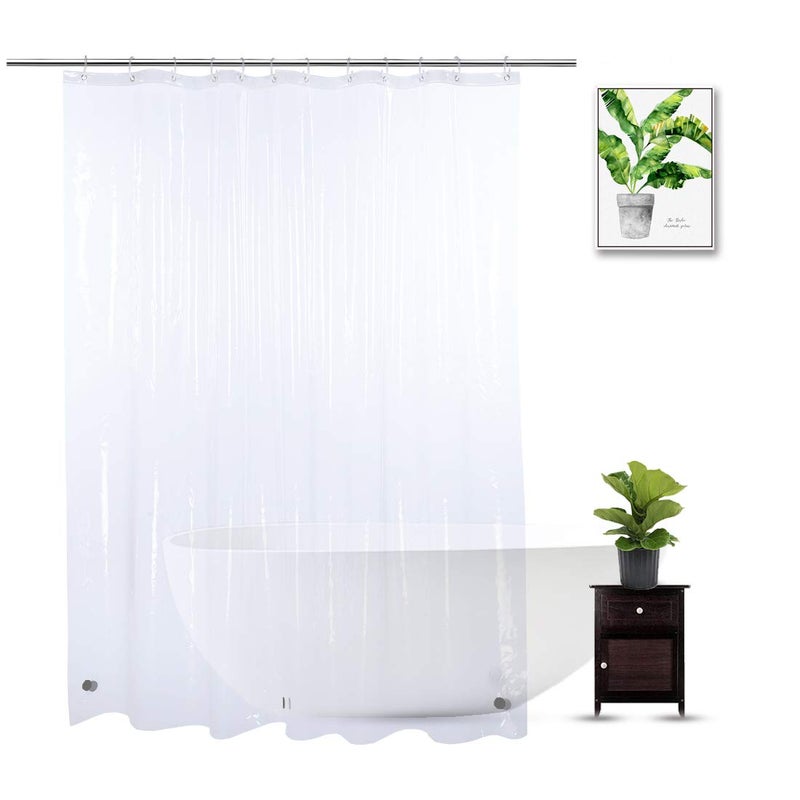 WellColor Shower Curtain Liner 74 inches Long EVA Heavy Duty Longer Bath Clear Shower Liner with 3 Strong Weights 100 Waterproof Odorless 70 x 74 inch