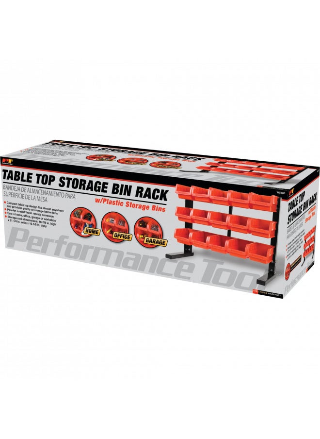 Performance Tool Performance Tool W5186 15-Bin Table Top Storage Rack , Red  - Image 5