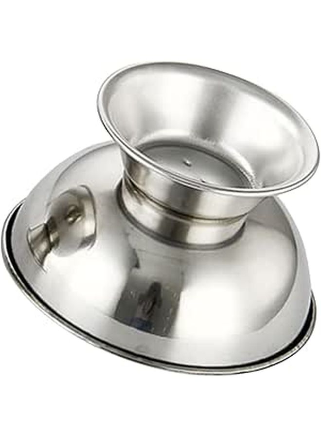 Stainless Steel Shaving Soap Bowl With Lid Large 11cm Footed Mug For Men Beard Care - Image 1