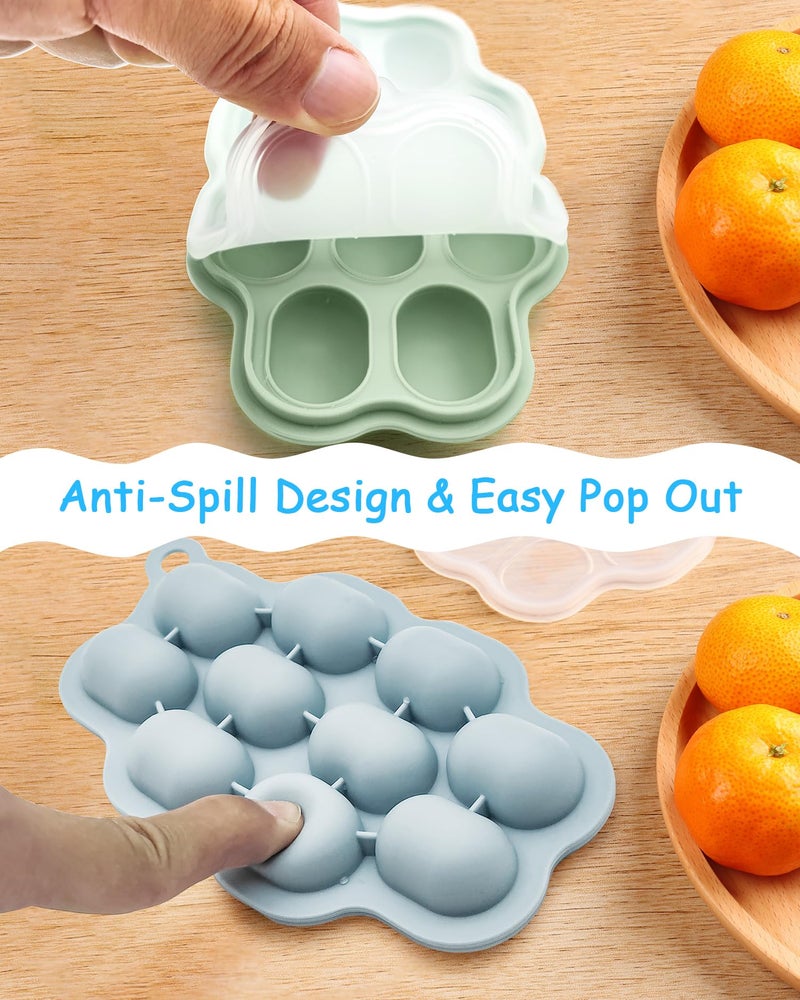 HEOMOONE Baby Food Freezer Tray with Lid 2 Pack, Silicone Nibble Tray, Fruit Feeder Teether, Breastmilk Popsicle Mold, Food Storage Container, Ice Cube Maker for Homemade Baby Meals - Image 5
