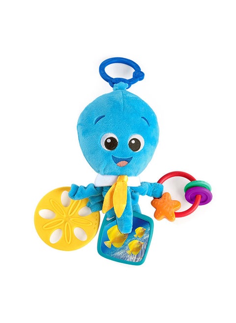 Activity Arms Octopus Take-Along Toy, BPA Free, Clip on Stroller Toy with Rattle and Mirror, Age Newborn +, Blue