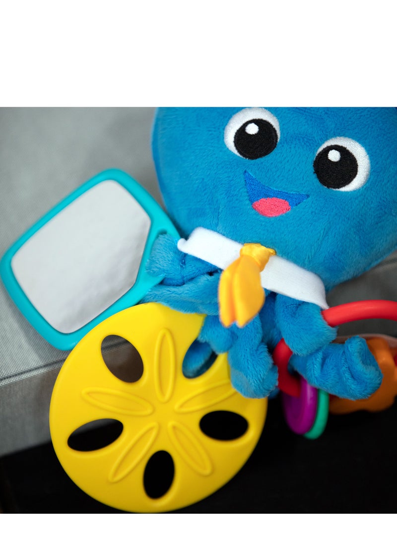 Baby Einstein - Activity Arms Octopus Take-Along Toy, BPA Free, Clip on Stroller Toy with Rattle and Mirror, Age Newborn +, Blue - Image 1