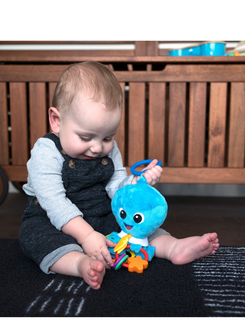 Baby Einstein - Activity Arms Octopus Take-Along Toy, BPA Free, Clip on Stroller Toy with Rattle and Mirror, Age Newborn +, Blue - Image 1