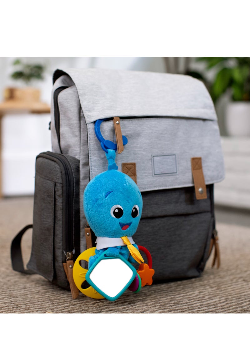 Baby Einstein - Activity Arms Octopus Take-Along Toy, BPA Free, Clip on Stroller Toy with Rattle and Mirror, Age Newborn +, Blue - Image 1