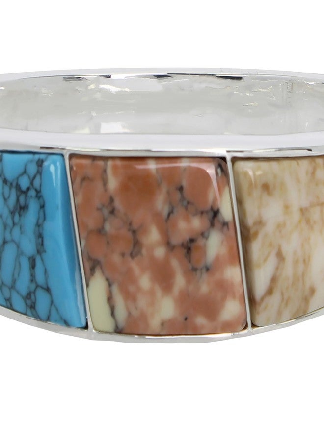 Robert Lee Morris Soho Womens Mixed Stone Bangle Bracelet, Multi/Silver 2 - Image 3