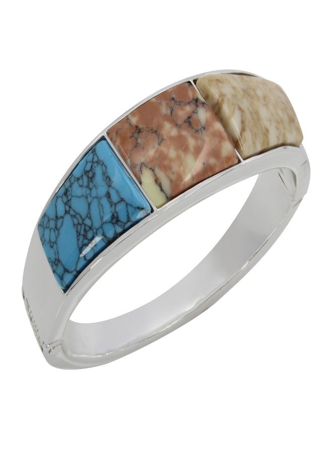 Robert Lee Morris Soho Womens Mixed Stone Bangle Bracelet, Multi/Silver 2 - Image 2