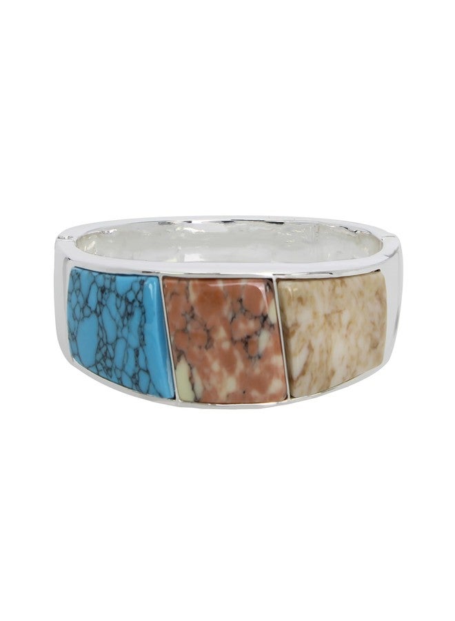 Robert Lee Morris Soho Womens Mixed Stone Bangle Bracelet, Multi/Silver 2 - Image 1