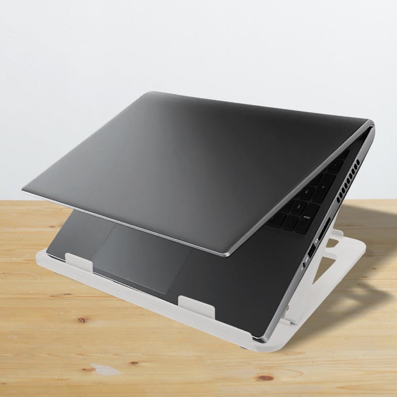 Adjustable Foldable Portable Laptop Stand White Heat Dissipation Cooling Rack For Desk And Travel - Image 4