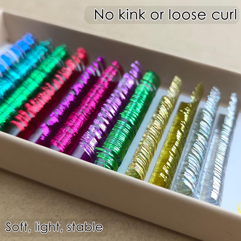 FQNing Tinsel Lash Extension 12 Colors Glittery Holographic Eyelash Extension (T-12 Colors, 15mm) - Image 5