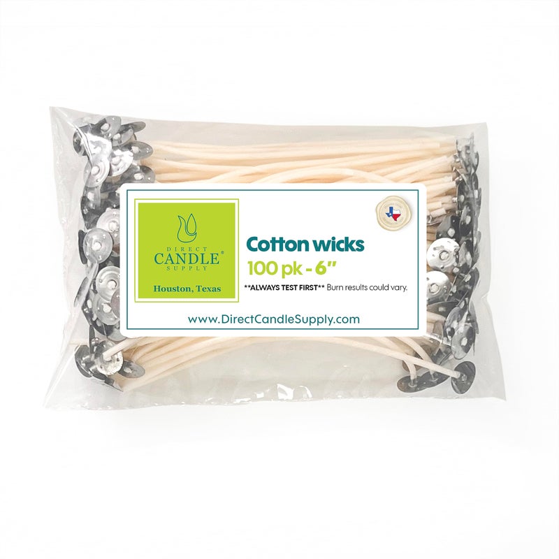 Direct Candle Supply 6 Pre Waxed Cotton Wicks 100pk for Candle Making  100 Cotton Wick Made in USA
