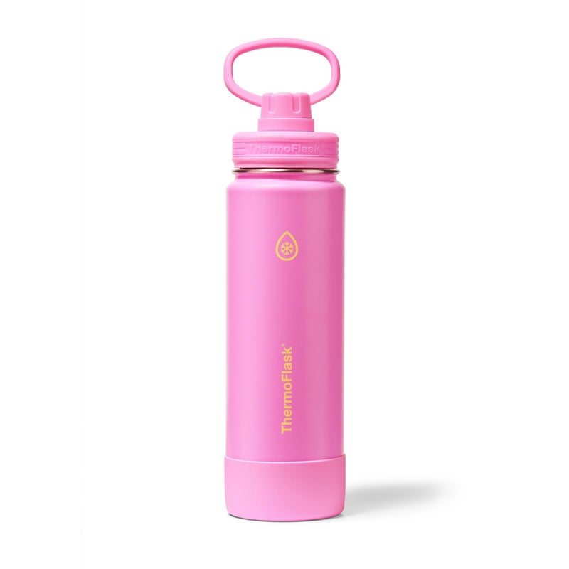 ThermoFlask 24 oz Double Wall Vacuum Insulated Stainless Steel Water Bottle with Spout Lid Shocking Pink