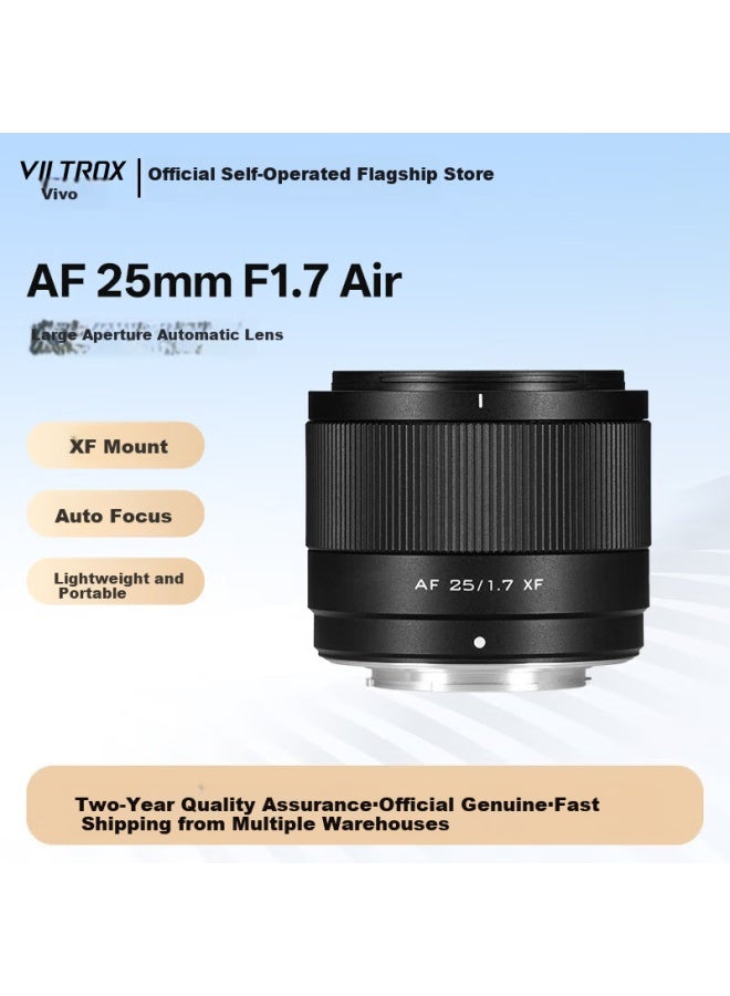 VILTROX عدسة فيلتروكس Af 25 مم F1.7 XF فوجي ذات فتحة كبيرة وتركيز تلقائي، مناسبة لكاميرات Xs20 و Xm5 و Xt30Ii و Xt5 و Xh2 و Xe4 بدون مرآة - Image 1