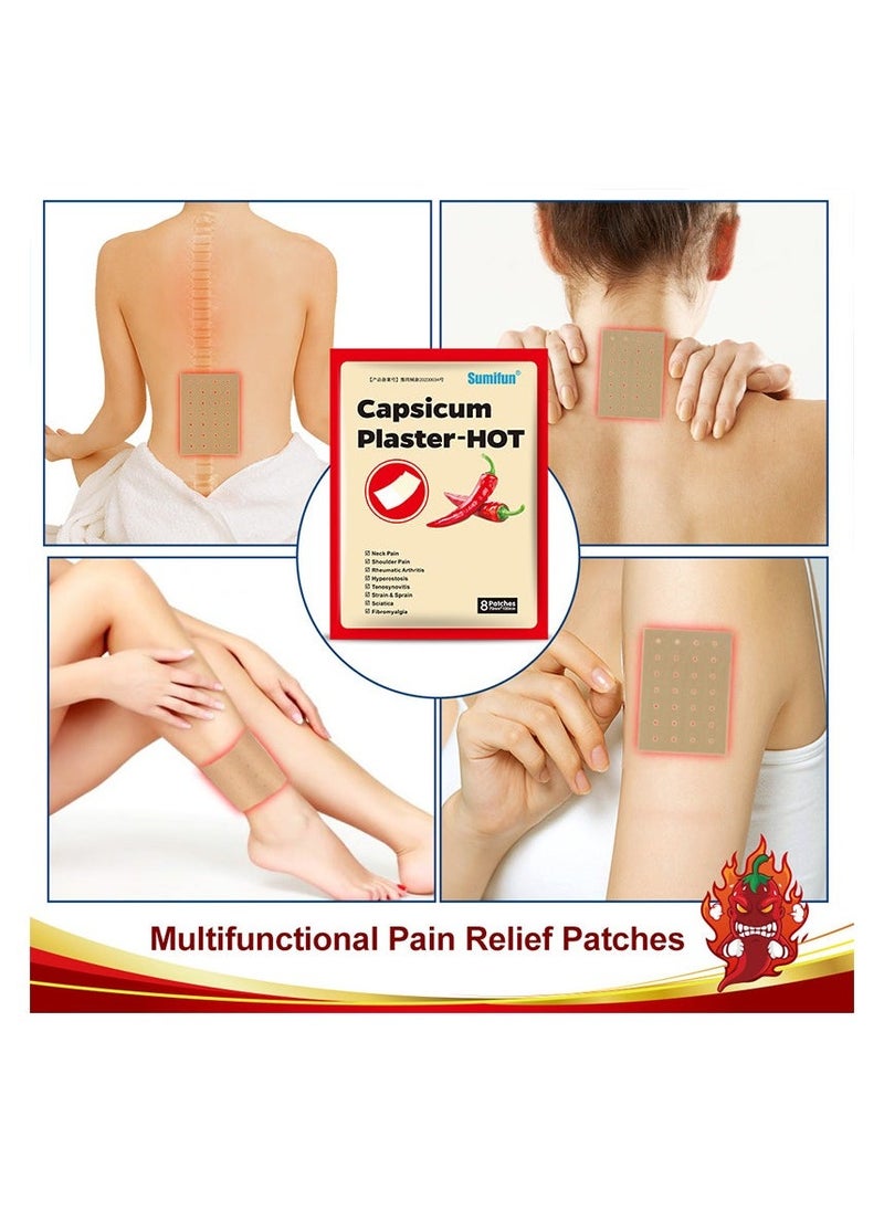 Sumifun Capsicum Plaster-Hot Neck Pain Shoulder Pain Rheumatoid Arthritis Hyperostosis Tenosynovitis Strain & Sprain Sciatica Fibromyalgia 8pcs - Image 3