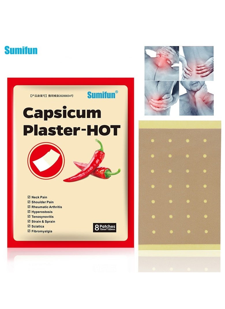 Sumifun Capsicum Plaster-Hot Neck Pain Shoulder Pain Rheumatoid Arthritis Hyperostosis Tenosynovitis Strain & Sprain Sciatica Fibromyalgia 8pcs - Image 1