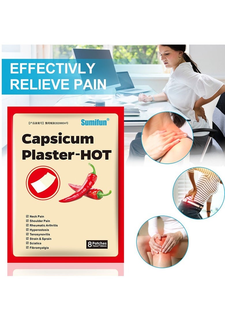 Sumifun Capsicum Plaster-Hot Neck Pain Shoulder Pain Rheumatoid Arthritis Hyperostosis Tenosynovitis Strain & Sprain Sciatica Fibromyalgia 8pcs - Image 2
