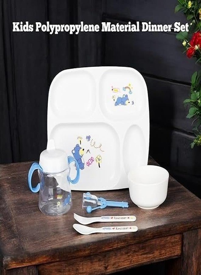 Stavae AppleBear Creative Cartoon PP Children's Cutlery Set 6 Pieces Baby Dinner Plate Bowl Set Maternal and Child Products (Blue Square) - Image 2