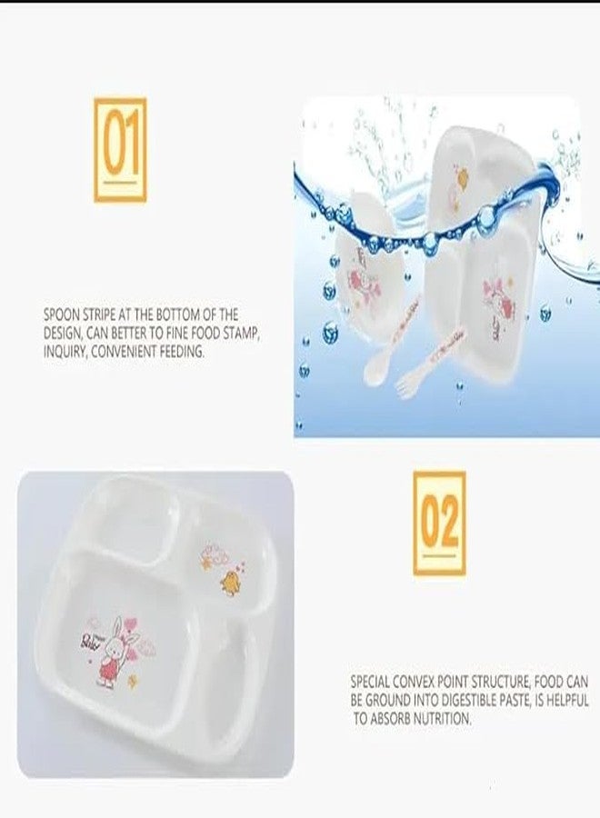 Stavae AppleBear Creative Cartoon PP Children's Cutlery Set 6 Pieces Baby Dinner Plate Bowl Set Maternal and Child Products (Blue Square) - Image 5