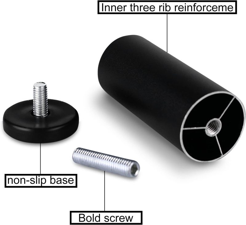 Adjustable Furniture Legs 3.6 To 4.1 Inches Height Adjustable Aluminum Alloy With ABS Floor Protection Pads for Home Sofa Table Chair - Corrosion-Resistant Build - Image 3