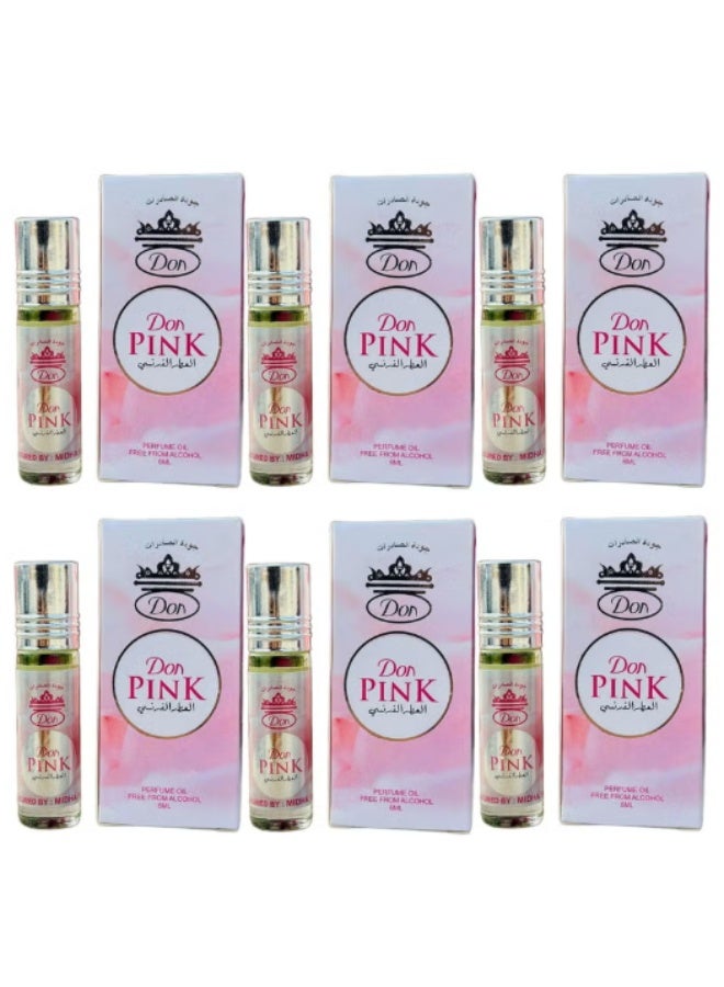don French Fragrance Roll-On Perfume Pink 6ML (Pack of 6) – Long Lasting Floral Scent - Image 1