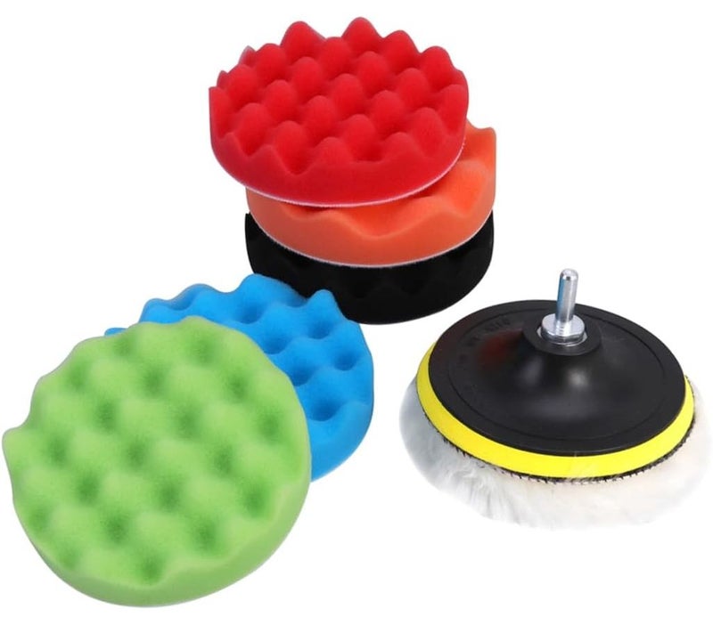 Self Adhesive Car Polishing Buffing Pad Kit 10CM Wool Discs For Waxing - Image 1