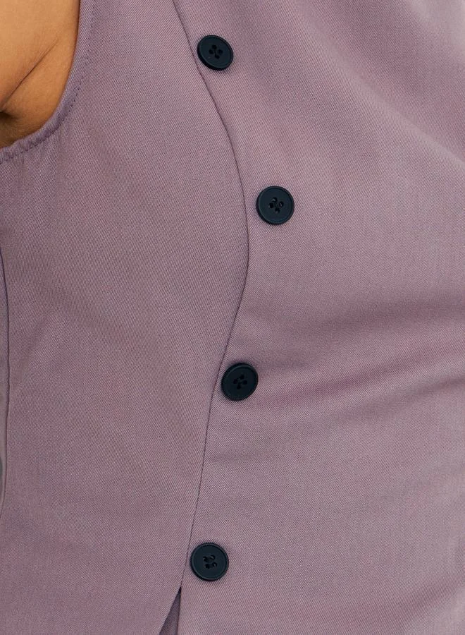 Styli Styli Contrast Double Breasted Button Detail Peplum Top