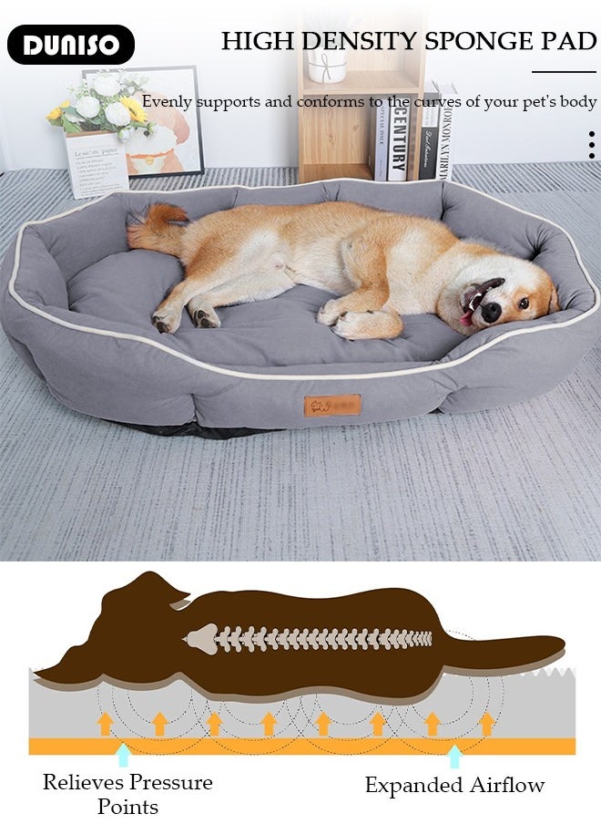 DUNISO - Dog Bed, Non-Slip Pet Sofa Lounger Puppy Couch Removable Machine Washable Cover Cushion Big Cat Kennel Cot, Medium Large Adult Dogs Kitten Sleeping Mattress - Image 1