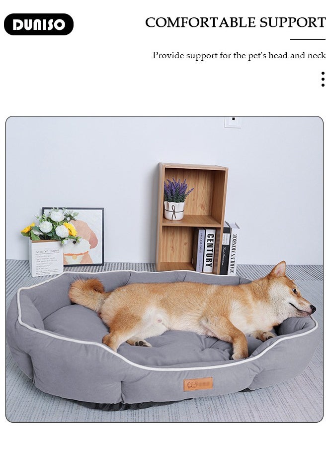 DUNISO - Dog Bed, Non-Slip Pet Sofa Lounger Puppy Couch Removable Machine Washable Cover Cushion Big Cat Kennel Cot, Medium Large Adult Dogs Kitten Sleeping Mattress - Image 1