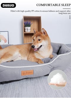 DUNISO Dog Bed, Non-Slip Pet Sofa Lounger Puppy Couch Removable Machine Washable Cover Cushion Big Cat Kennel Cot, Medium Large Adult Dogs Kitten Sleeping Mattress  - Image 2