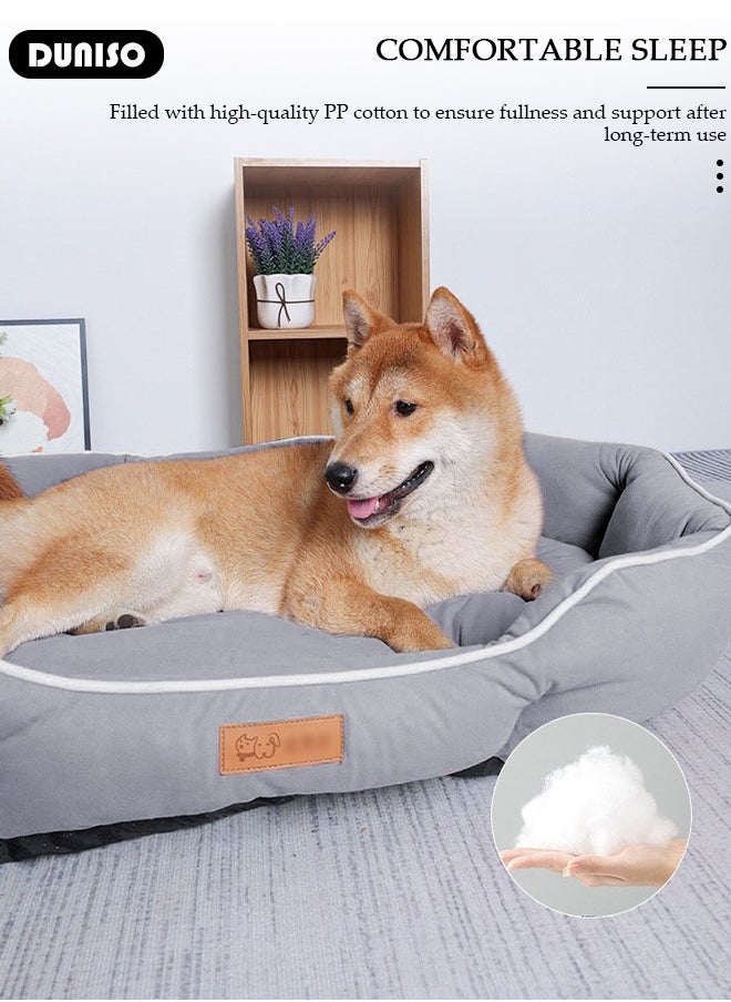 DUNISO - Dog Bed, Non-Slip Pet Sofa Lounger Puppy Couch Removable Machine Washable Cover Cushion Big Cat Kennel Cot, Medium Large Adult Dogs Kitten Sleeping Mattress - Image 1