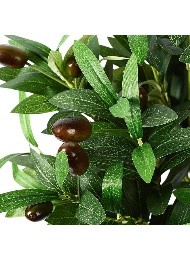 إيروريكس 3 قطع أغصان زيتون صناعية لتزيين المزهريات والنباتات بطول 15 بوصة، سيقان أغصان زيتون صناعية للمكتب المنزلي والداخلي والخارجي، ديكور إكليل الزهور بنفسك - Image 2