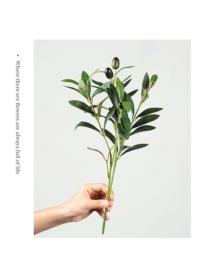 إيروريكس 3 قطع أغصان زيتون صناعية لتزيين المزهريات والنباتات بطول 15 بوصة، سيقان أغصان زيتون صناعية للمكتب المنزلي والداخلي والخارجي، ديكور إكليل الزهور بنفسك - Image 5
