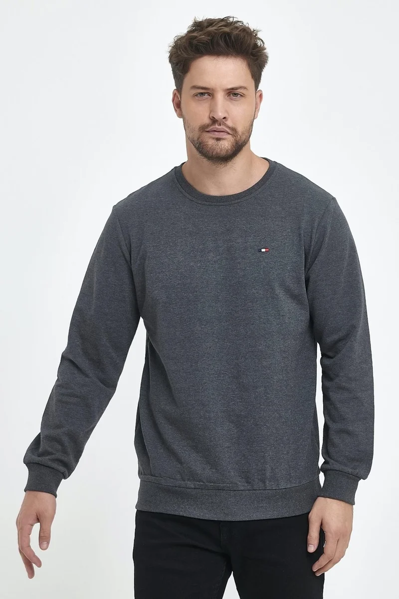 mmetalic Men's Anthracite Bike Embroidery Detail Regular Fit Sweatshirt