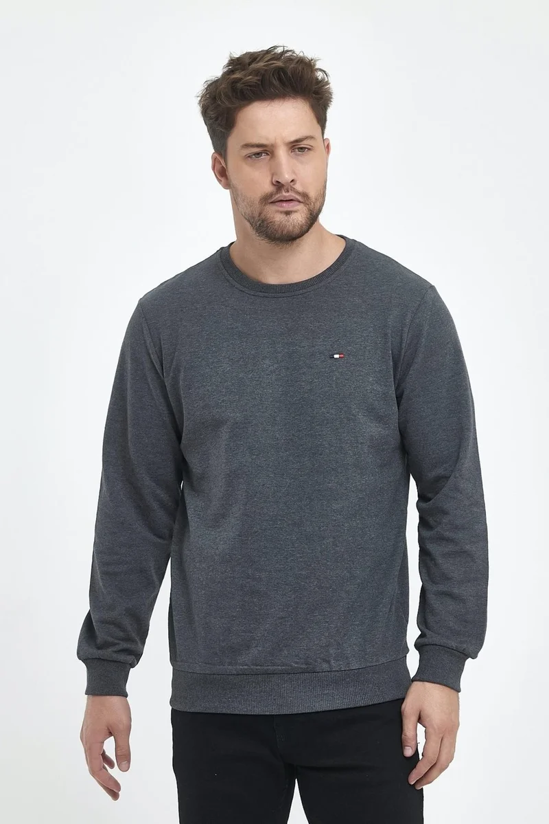 mmetalic Men's Anthracite Bike Embroidery Detail Regular Fit Sweatshirt