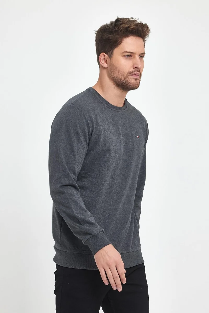 mmetalic Men's Anthracite Bike Embroidery Detail Regular Fit Sweatshirt