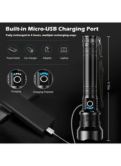 Arabest LED Rechargeable Flashlight High Brightness, Waterproof Flashlight with Batteries and 5 Modes, Handheld Flashlight, Suitable for Camping Emergency Use (Black)  - Image 2