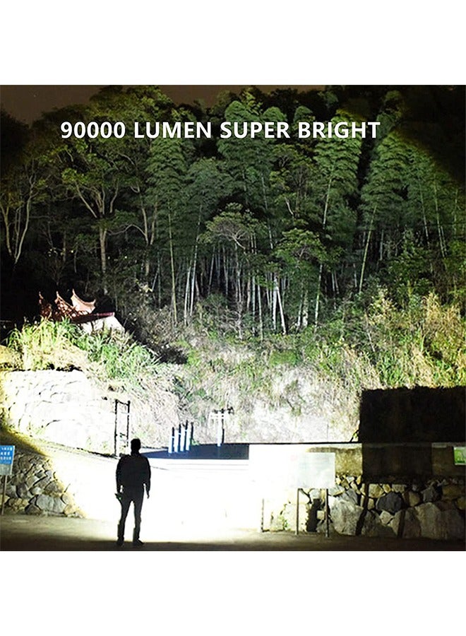 عربست مصباح يدوي LED قابل لإعادة الشحن عالي السطوع ، مصباح يدوي مقاوم للماء مع بطاريات و 5 أوضاع ، مصباح يدوي محمول باليد ، مناسب للاستخدام في حالات الطوارئ للتخييم (أسود)  - Image 4