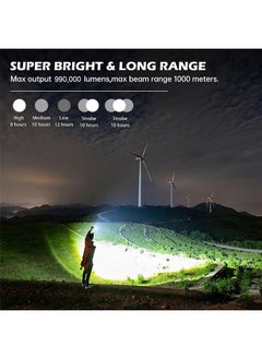 Arabest LED Rechargeable Flashlight High Brightness, Waterproof Flashlight with Batteries and 5 Modes, Handheld Flashlight, Suitable for Camping Emergency Use (Black)  - Image 5