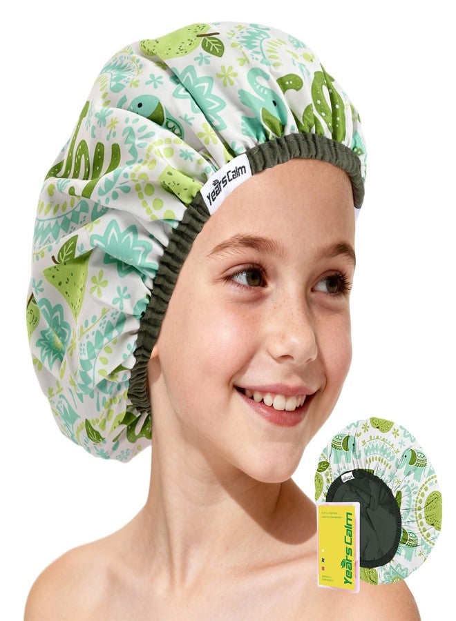 Years calm Kids Shower Cap, Waterproof Reusable Cartoon Bath Cap with Double Layers & Soft Elastic Band, Washable Shower Hat for Boys and Girls, Great for Daily Bath (Elephant, One Size) - Image 1