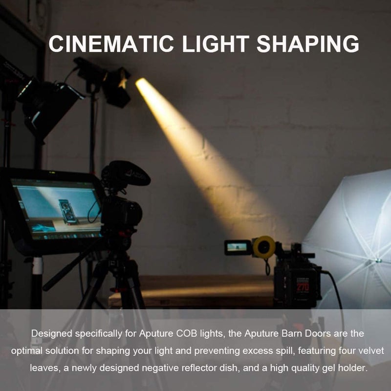 Aputure Barndoors with Bowens Mount, Durable Metal Build, 4-Leaf Velvet Fabric, Honeycomb & Magnetic Gel Holder for amaran 60d 100d 200d, 300D 300x,amaran 300c 150c - Image 2