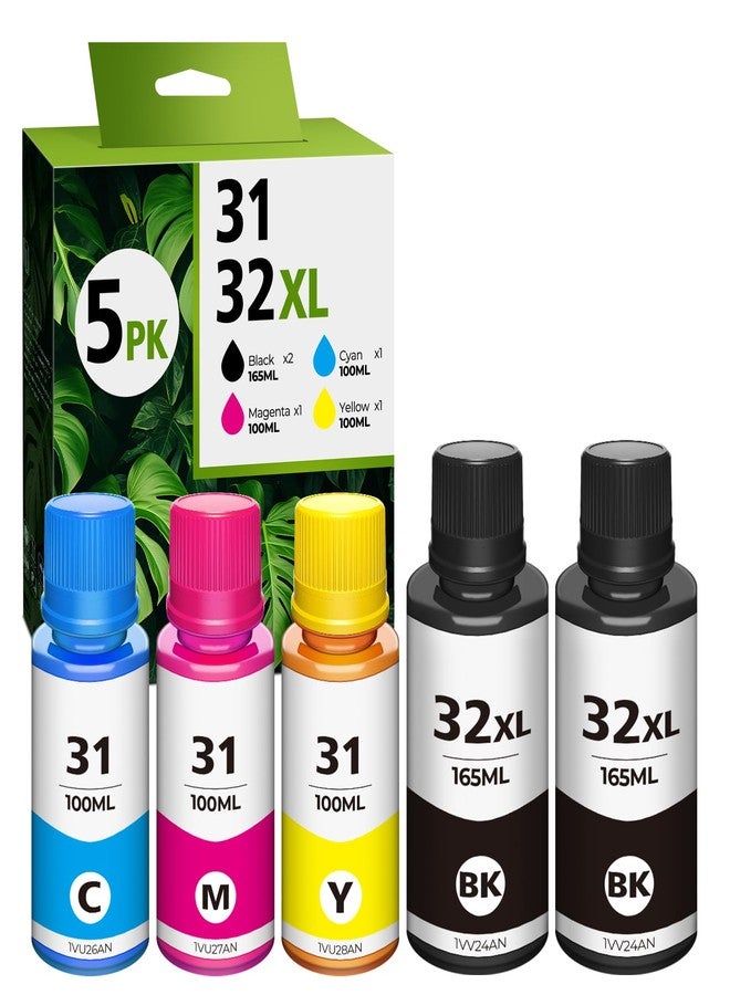 مجموعة 31 زجاجة حبر، زجاجة حبر أسود 32XL، متوافقة مع طابعات سمارت تانك 7602، 5101، 6001، 5000، بديل لزجاجات حبر HP 31 و32XL لطابعات سمارت تانك 6001، 5102، 5103، 7301، 7001 بلس، 651، 551، 570، 455، 457، 450 - Image 1