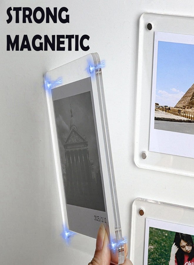 Odowalker 12 Pcs Acrylic Fridge Magnetic Picture Frame for Photos, 2.36 x 3.54 Inch Double Sided Magnetic Frame, Clear Mini Display Frames for Refrigerator - Image 3
