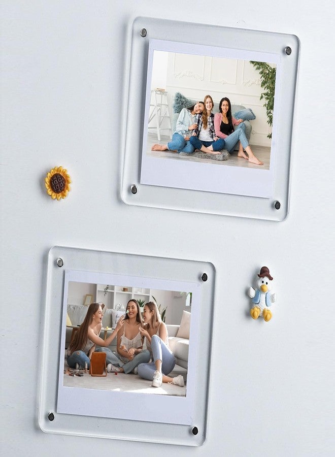 Odowalker 12 Pcs Acrylic Fridge Magnetic Picture Frame for Photos, 2.36 x 3.54 Inch Double Sided Magnetic Frame, Clear Mini Display Frames for Refrigerator - Image 4