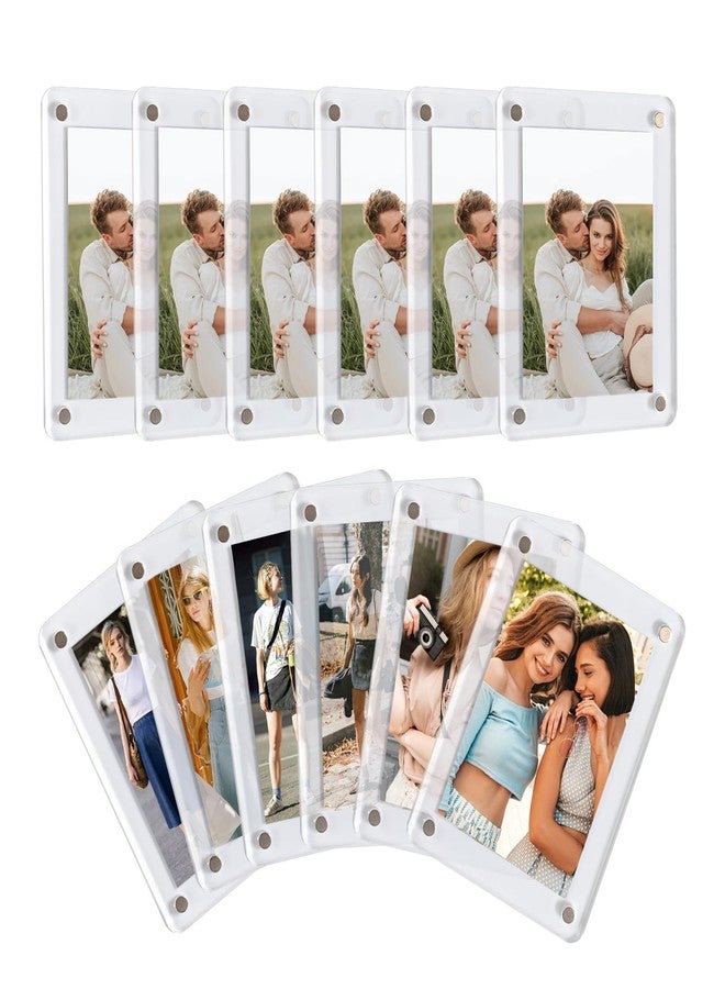 Odowalker 12 Pcs Acrylic Fridge Magnetic Picture Frame for Photos, 2.36 x 3.54 Inch Double Sided Magnetic Frame, Clear Mini Display Frames for Refrigerator - Image 1