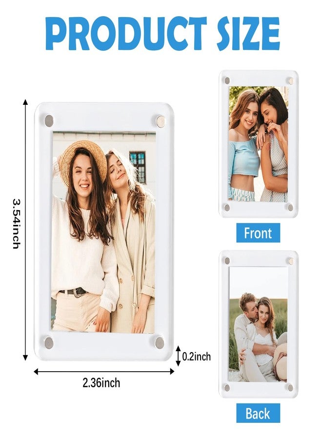 Odowalker 12 Pcs Acrylic Fridge Magnetic Picture Frame for Photos, 2.36 x 3.54 Inch Double Sided Magnetic Frame, Clear Mini Display Frames for Refrigerator - Image 2