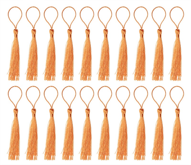 Tupalizy Tupalizy Mini Silky Handmade Soft Flossy Bookmark Tassels with Cord Loop for Keychain Earring Jewelry Making Souvenir Graduation Clothing Sewing Gift Tag DIY Craft Projects 20PCS Orange 