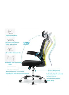 Golden Ergonomic Office Chair, Home Office Swivel Task Chair with High Back and Armrest, Headrest Desk Chair with Adjustable Lumbar Support, Adjustable Height Gaming Chair（White）  - Image 4